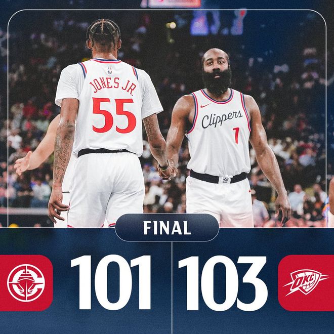 NBA最新排名更新：快船惜败滑至西部第8，掘金终结火箭9连胜逼近第2