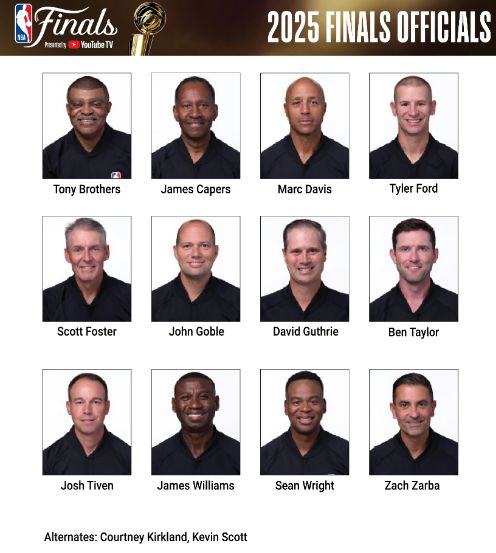NBA总决赛12裁判名单公布：福斯特领衔，5人执法经验超10年